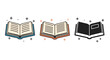 © vadymstock - A set of three open books in colorful flat vector style, suitable for educational materials and branding