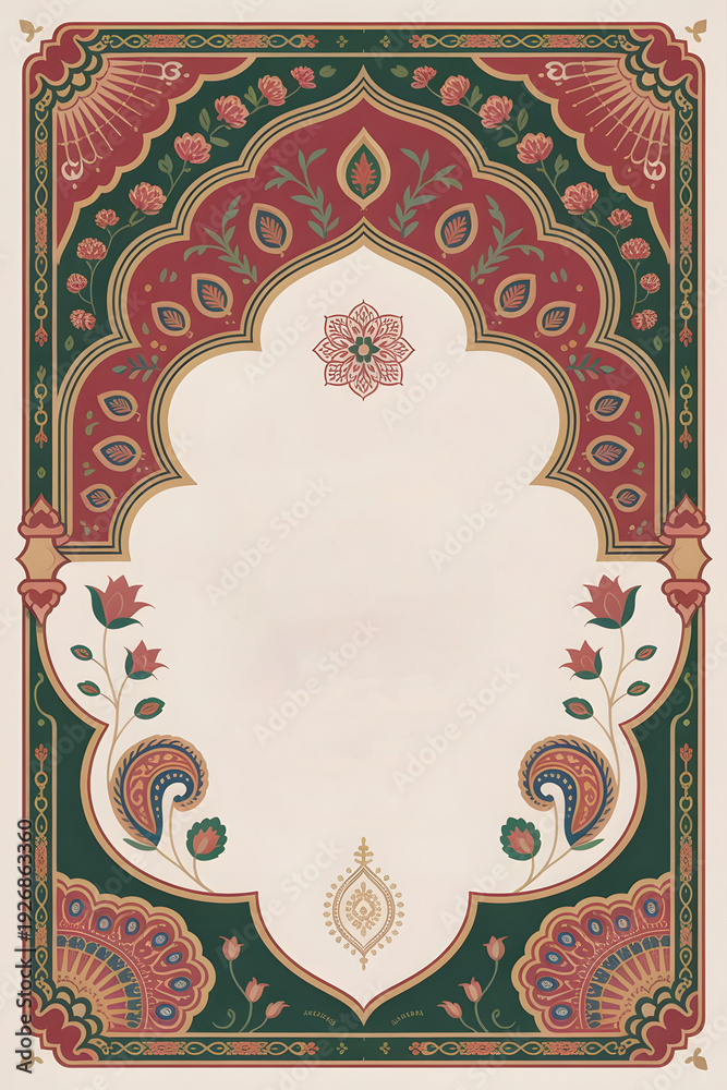 Mughal Wedding Card Design. Invitation card for printing vector ...