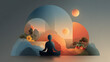 © Sakonwan - Wellbeing marketing illustration showing balanced lifestyle
