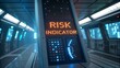 © mohammedsalim - A futuristic risk indicator display glows red within a blurred high tech corridor environment high quality