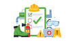 © Law - Workplace Safety and Health Compliance Checklist with PPE and Emergency Equipment