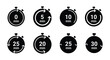 © CreativeAkash099 - A collection of black circular timers displaying various minute intervals showcasing a minimalist aesthetic silhouette high quality professional detailed modern elegant