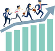 © Siam - Business Team Running Up Growth Arrow Over Bar Chart