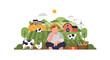 © Anna - Thoughtful Farmer Planning Sustainable Agriculture in Rural Landscape. Modern Flat Design Farming Concept Illustration.