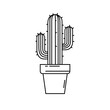 © Dede - White outline of a cactus in a pot against a black background