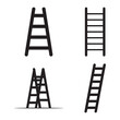 © Hena - Ladder icon set, ladder silhouette, step ladder vector icon set