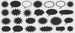 © photo forest - Collection of black speech bubbles and starburst shapes for design and communication purposes