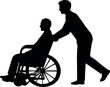© Baby AI - The silhouette depicts a man pushing another man sitting in a wheelchair