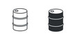 © MOHAMMAD - Oil Barrel Icons Set: Outline and Solid Fill Isolated on White Background