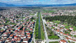 © aerial-drone - Aerial drone photo of iconic city of Trikala surrounded by Lithaios River as seen in winter, Thessaly, Greece