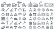 © STM  2.0 - Collection of construction web icons featuring various tools, equipment, and safety symbols for use in digital projects