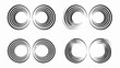 © Teruss - Black and white abstract designs with concentric curved lines, resembling circular shapes