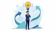 © ISRATJAHAN - Businessman Thinking of New Ideas and Creative Solutions for Business Growth, Rethinking Strategy with Lightbulb Concept, Data Analysis, Innovation, Problem Solving, and Success Vector Design.