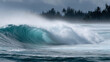 © Alice - Surfer riding a powerful wave near the shore