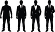 © Sakill_Pro - Black silhouette of four men standing in casual tshirt and professional formal business suits isolated on white background for corporate identity