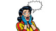 © atar - Comic Woman Shouting with Surprise Expression.