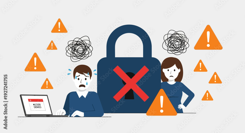 Cybersecurity concept data breach, system failure, security alert, and ...