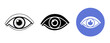 © supplement - Three artistic eye designs in black, white, and blue circle variations