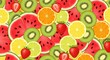 © Jahedul - A vibrant and colorful array of fresh fruits including watermelon, kiwi, and strawberries