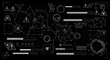 © icon Arek - Futuristic HUD Interface with Warning Signs and Data Visualization on Black Background