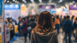 © Kanomaoi - Back view of woman attending crowded professional job fair and career exhibition
