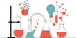 © Sean - Laboratory Science Experiment With Beakers Flasks Molecules White Background
