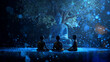 © Moddy - Spiritual harmony: Meditators in serene contemplation before a serene Buddha statue