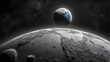 © anis - Earth and Moon in Space with Asteroids and Stars in Dark Sky