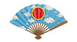 © kirana - Japanese Folding Fan with Cloud Motif and Red Circle