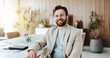 © DavidsPrime/peopleimages.com - Portrait, smile or man in boardroom with pride, about us or job goals in finance industry. Happy, corporate or analyst in office with confidence, career growth or experience in risk management.