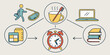 © RABBY - Illustration of a workflow involving document management, data processing, and digital security Vector