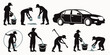 © RABBY - A sequence of icons depicting various activities related to car maintenance and repair. Vector