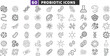 © Rahib - Probiotic and bacteria line editable icon set. Vector microbiome and gut flora symbols.