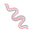 © Myko - Abstract flowing design; pink and grey sinuous lines over white background, modern style