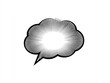 © alif - Black and white comic book thought bubble with radial lines, on a white background