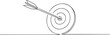 © Nargis - Continuous one line drawing of arrow on target circle. Target bullseye or arrow on target. The business grows according to the goals set. Business market concept. one line Icon drawing