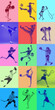 © master1305 - Colorful duotone kids sports collage with dynamic studio poses and bold gradient backgrounds. Concept of youth athletic energy, modern training culture and active childhood lifestyle branding.