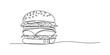 © Badhon_Designer - A simple continuous line drawing of a delicious double cheeseburger with sesame seeds. Vector, illustration