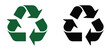 © JamesDesign - Recycling symbol in green and black, showcasing the universal recycle icon isolated on white background for eco-friendly and sustainability projects.