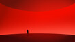 © master1305 - Bold poster businessman silhouette in red abstract landscape. Concept of startup launch, business risk, market entry strategy, investor pitch positioning and leadership breakthrough vision.