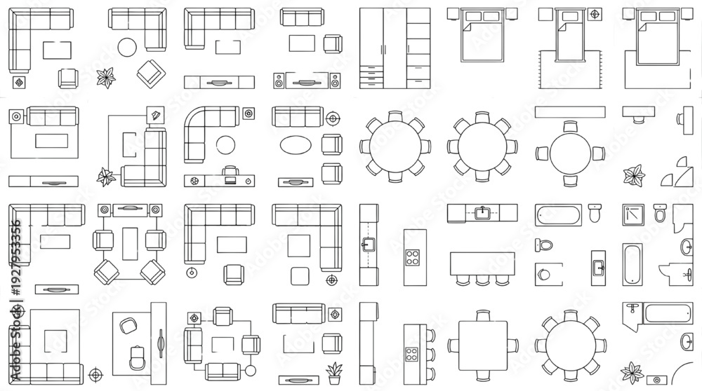 Residential Apartment Floor Plan Blueprint – Home Interior Layout with ...