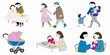 © Bithi - Illustrations depicting family life meals walks and childcare scenes