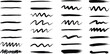 © Hosna - Collection of various black brush strokes and lines on a clean background from a straightforward viewpoint