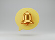 © Jim - Golden bell icon on yellow speech bubble. This graphic represents notification alerts for social media, messages, app updates. It conveys communication, Digital Communication / Online Alerts