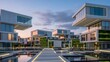 © improvee design - Modern Futuristic Architecture with Green Vertical Gardens and Water Features.