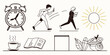 © Rabbi - Illustration of daily activities and weather conditions throughout the day Vector