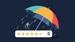 © Shuvo - professional businessman under a giant colorful umbrella protecting a star rating represents crisis management and reputation.