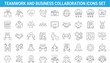 © Amaj - Teamwork and business collaboration icons set, leadership support strategy success community management, professional growth, line vector illustration collection
