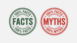 © NUSRAT - Green and red fact and myth stamp icons for verification and information  symbols
