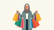 © md - A woman in a hijab holding shopping bags